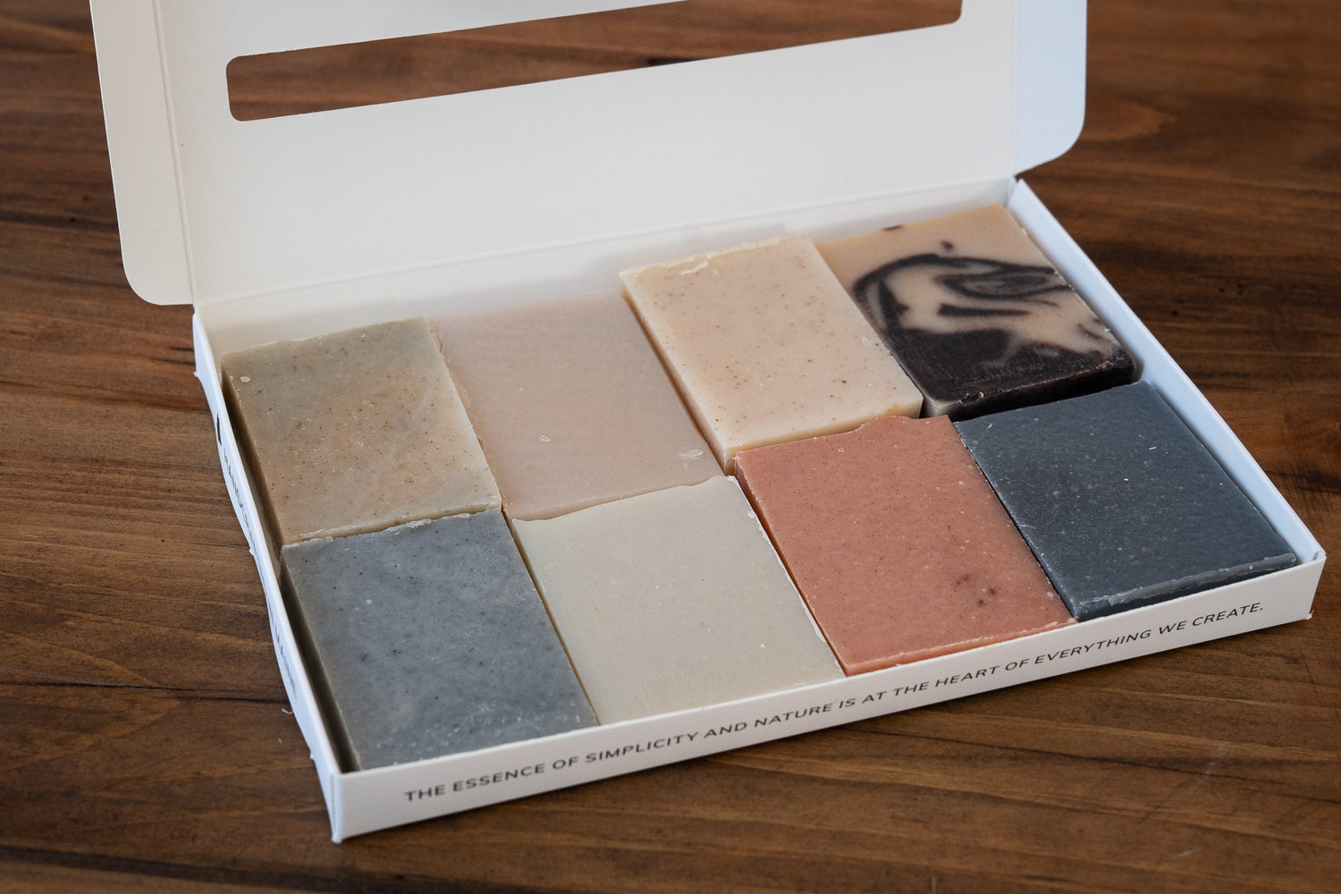 Crooked Chimney Farm Goat Milk Soap Medley Gift Box on Wood background 