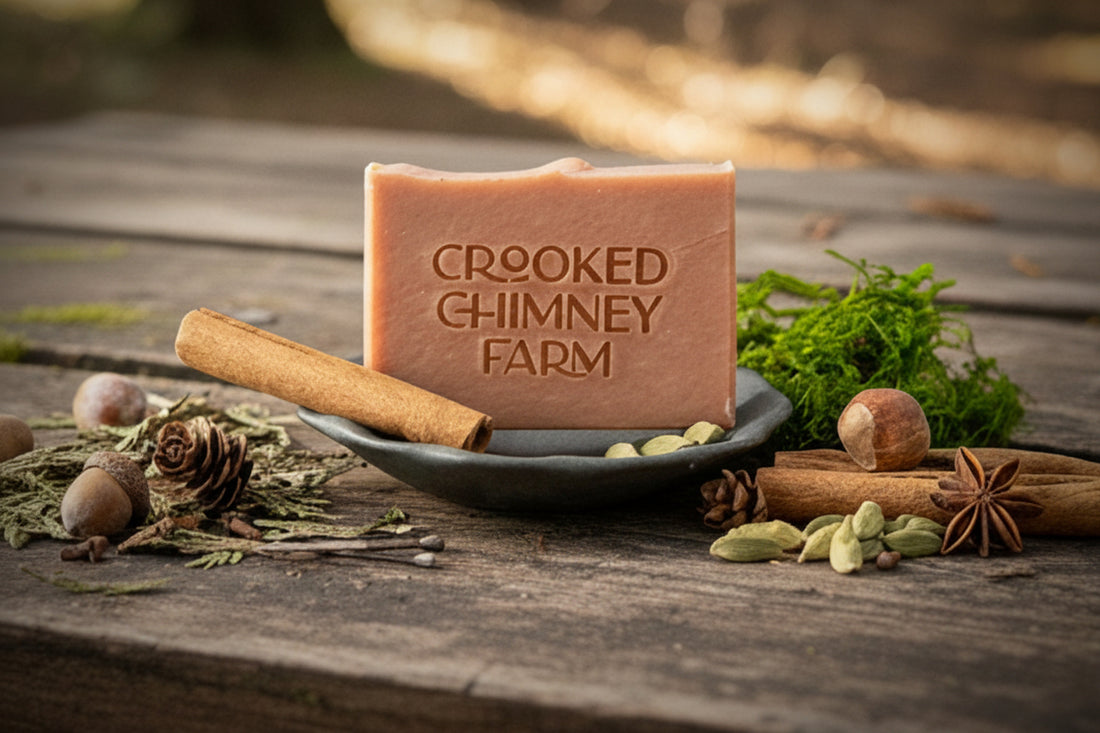 a bar of ember soap on a camp table