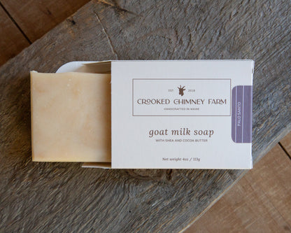 Palo Santo Goat milk soap by crooked chimney farm