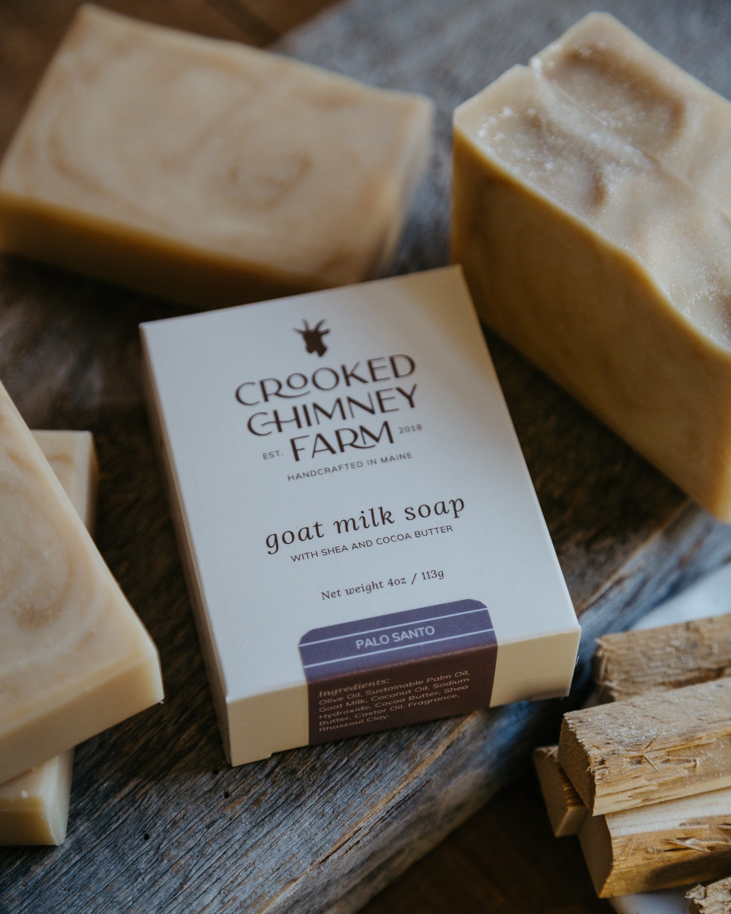 Palo Santo Goat milk soap by crooked chimney farm